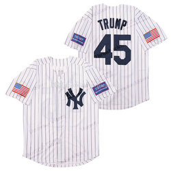 New York Yankees #45 Donald Trump White Throwback Authentic Stitched MLB Jersey