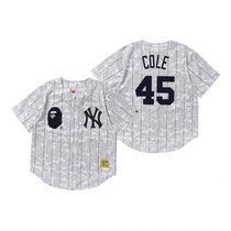 New York Yankees #45 Gerrit Cole White BAPE x Mitchell & Ness Authentic Stitched MLB Jersey