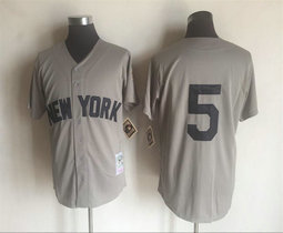 New York Yankees #5 Joe DiMaggio Gray no name Throwback Authentic Stitched MLB jersey