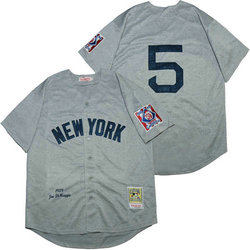 New York Yankees #5 Joe DiMaggio Grey 1939 Throwback Authentic Stitched MLB Jersey