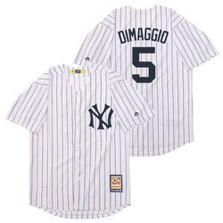 New York Yankees #5 Joe DiMaggio White with name Throwback Authentic Stitched MLB Jersey