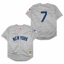New York Yankees #7 Mickey Mantle Grey Gridiron 1951 Throwback Authentic Stitched MLB Jersey