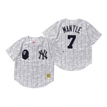 New York Yankees #7 Mickey Mantle White BAPE x Mitchell & Ness Authentic Stitched MLB Jersey