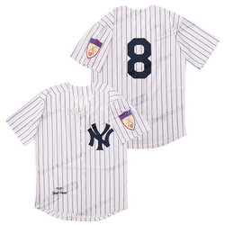 New York Yankees #8 Yogi Berra White 1951 Throwback Stitched MLB Jersey