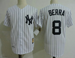 New York Yankees #8 Yogi Berra White with name Throwback Stitched MLB Jersey