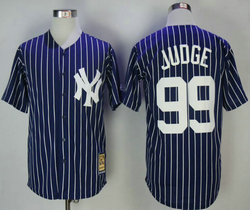 New York Yankees #99 Aaron Judge Blue Throwback Authentic Stitched MLB Jersey