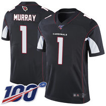 Nike Arizona Cardinals #1 Kyler Murray With 100th Season Patch Black Vapor Untouchable Limited Authentic Stitched NFL Jersey