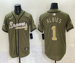Nike Atlanta Braves #1 Ozzie Albies Olive 2026 Armed Forces Day MLB Jersey