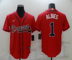 Nike Atlanta Braves #1 Ozzie Albies Red Game Authentic Stitched MLB Jersey