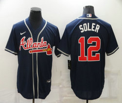 Nike Atlanta Braves #12 Jorge Soler Navy Game Authentic Stitched MLB Jersey