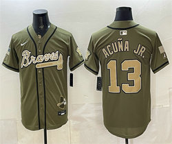 Nike Atlanta Braves #13 Ronald Acu?a Jr. Olive 2026 Armed Forces Day Jersey