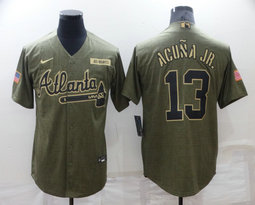 Nike Atlanta Braves #13 Ronald Acuna Jr 2021 salute to service Authentic Stitched NFL Jersey