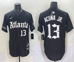 Nike Atlanta Braves #13 Ronald Acuna Jr Black 5(V) Joint MLB Jersey