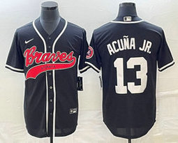 Nike Atlanta Braves #13 Ronald Acuna Jr Black Joint Authentic Stitched baseball jersey