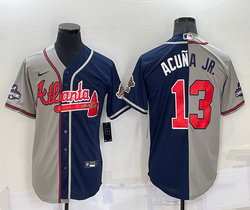 Nike Atlanta Braves #13 Ronald Acuna Jr Blue and Gray champion Game Authentic Stitched MLB Jersey
