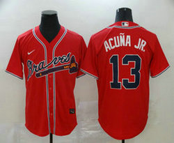 Nike Atlanta Braves #13 Ronald Acuna Jr Red Game Authentic Stitched MLB Jersey