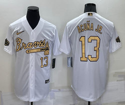 Nike Atlanta Braves #13 Ronald Acuna Jr White #13 in front 2022 All Star Authentic Stitched MLB Jersey