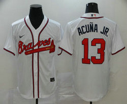 Nike Atlanta Braves #13 Ronald Acuna Jr White Game Authentic Stitched MLB Jersey