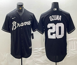 Nike Atlanta Braves #20 Marcell Ozuna Black Fashion Game Authentic Stitched MLB jersey