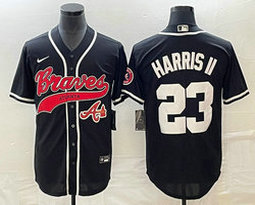Nike Atlanta Braves #23 Michael Harris II Black team patch front Joint Authentic Stitched baseball jersey