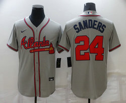 Nike Atlanta Braves #24 Deion Sanders Gray Game Authentic Stitched MLB Jersey