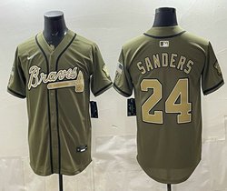 Nike Atlanta Braves #24 Deion Sanders Olive 2026 Armed Forces Day MLB Jersey
