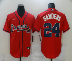 Nike Atlanta Braves #24 Deion Sanders Red Game Authentic Stitched MLB Jersey