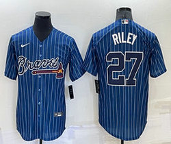Nike Atlanta Braves #27 Austin Riley Blue White stripe Authentic Stitched MLB jersey