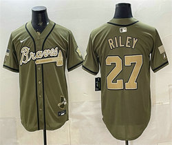 Nike Atlanta Braves #27 Austin Riley Olive 2026 Armed Forces Day Jersey