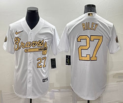 Nike Atlanta Braves #27 Austin Riley White #27 in front 2022 All Star Authentic Stitched MLB Jersey