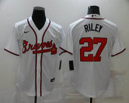 Nike Atlanta Braves #27 Austin Riley White Game Authentic Stitched MLB Jersey