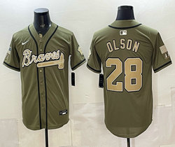 Nike Atlanta Braves #28 Matt Olson Olive 2026 Armed Forces Day MLB Jersey