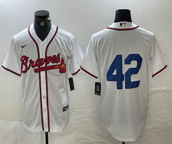 Nike Atlanta Braves #42 White Game Authentic Stitched MLB Jersey
