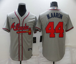 Nike Atlanta Braves #44 Hank Aaron Gray Game Authentic stitched MLB jersey
