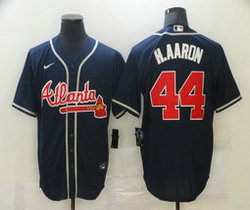 Nike Atlanta Braves #44 Hank Aaron Navy Game Authentic Stitched MLB Jersey