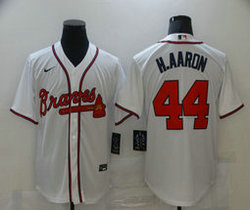 Nike Atlanta Braves #44 Hank Aaron White Game Authentic Stitched MLB Jersey