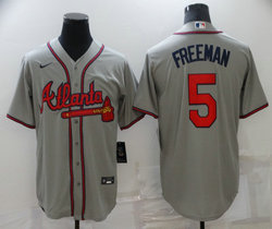 Nike Atlanta Braves #5 Freddie Freeman Gray Game Authentic Stitched MLB Jersey