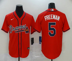 Nike Atlanta Braves #5 Freddie Freeman Red Game Authentic Stitched MLB Jersey