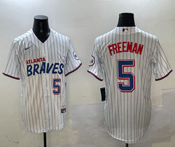 Nike Atlanta Braves #5 Freddie Freeman White Fashion Authentic Stitched MLB Jersey