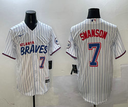 Nike Atlanta Braves #7 Dansby Swanson White Fashion Authentic Stitched MLB Jersey
