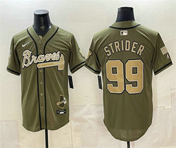Nike Atlanta Braves #99 Spencer Strider Olive 2026 Armed Forces Day Jersey