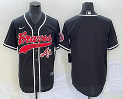 Nike Atlanta Braves Blank Black Joint Team Logo front Authentic Stitched baseball jersey