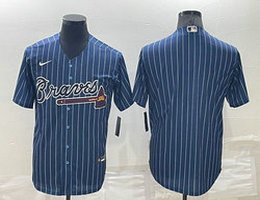Nike Atlanta Braves Blank Blue White stripe Authentic Stitched MLB jersey
