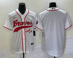Nike Atlanta Braves Blank White Joint Team Logo front Authentic Stitched baseball jersey