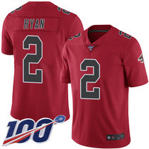 Nike Atlanta Falcons #2 Matt Ryan With 100th Season Patch Red Rush Authentic stitched NFL jersey