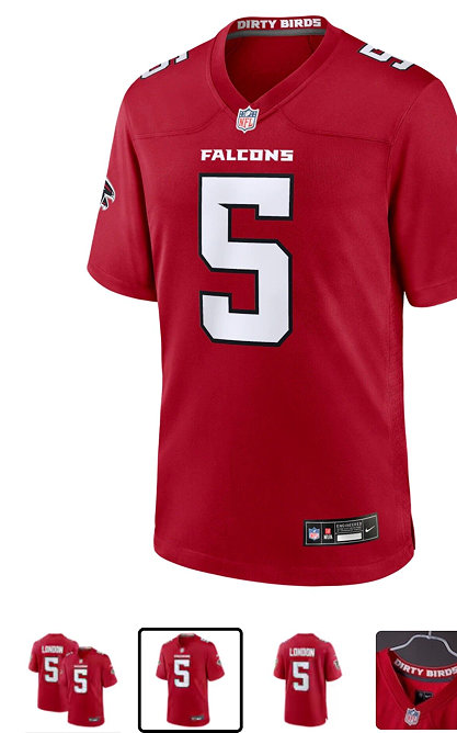 Nike Atlanta Falcons #5 Drake London Red 2026 Authentic Stitched NFL Jersey