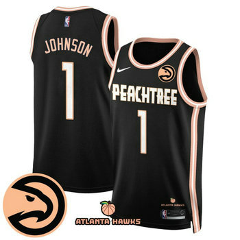 Nike Atlanta Hawks #1 Jalen Johnson Black Peachtree City Edition Jersey