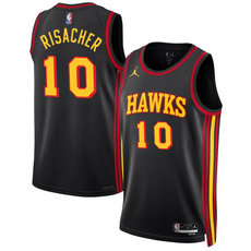 Nike Atlanta Hawks #10 Zaccharie Risacher Black 2024 Draft Statement Edition Stitched Jersey