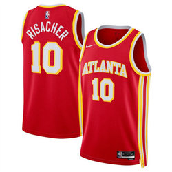 Nike Atlanta Hawks #10 Zaccharie Risacher Red 2024 Draft Icon Edition Stitched Jersey