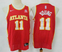 Nike Atlanta Hawks #11 Trae Young Red New Game With Advertising patch Authentic Stitched NBA jersey